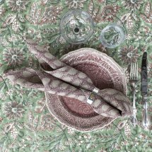 Cotton table cloth Indian Summer Green Rose
