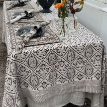 Table cloth linen Linneduk Jaipur Brown