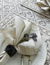 Set with 2 linen napkins Embroidery Beige