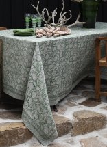 Linen table cover Autumn Leaves Green