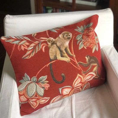 Cushion Colonial Monkey Red 50x40 cm