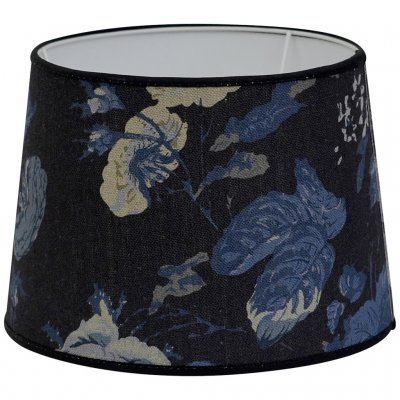 Blått mönster på lampskärm i tyg Tallulah Floral Indigo