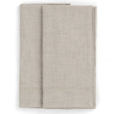 Set with 2 linen napkins Embroidery Beige